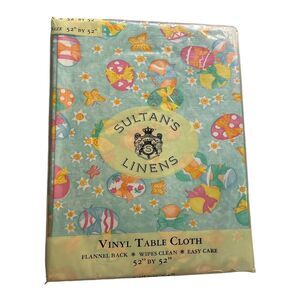 Vintage Sultan’s Linens Easter Egg Vinyl Square Tablecloth 52” X 52” *New